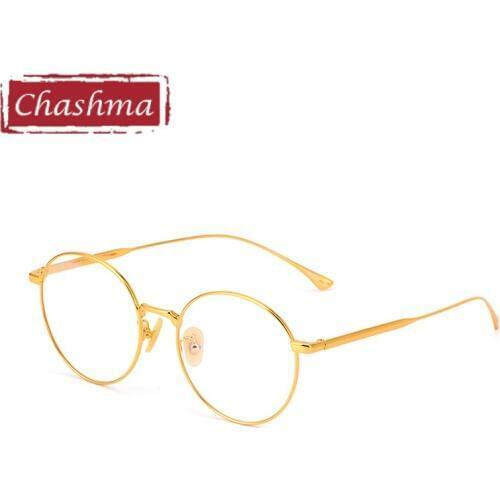 Chashma Vintage Titanium Gold monturas de lentes mujer Eyeglasses Frames Men Prescription Spectacle Frames for Women Round