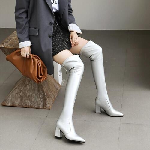 Thick High Heel Long Boots over the Knee High Boots Womens Winter Boots Round Spring Autumn Shoes Woman Black brown