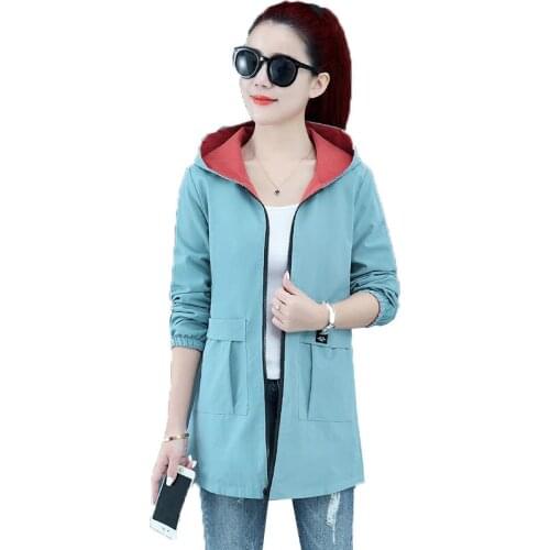 Women Double-Sided Coat New Autumn Hooded Windbreaker 2021 Female Loose Plus Size M-5XL Jacket All-match Jackets Womens C861