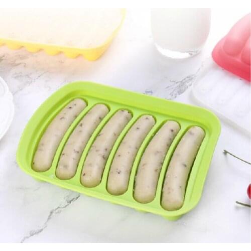 045 Silicone Ham Hot Dog Burger Make Mould DIY Sausage Making Mould Baby Food Supplement Baking Tools Kitchen Props With 6 Grid