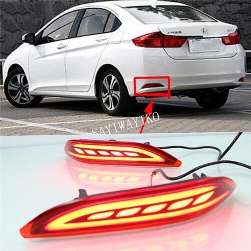 1 set For Honda City 2014 2015 2016 LED rear bumper lights brake tail light reflector running daytime running reflector