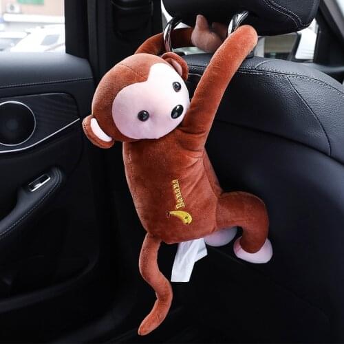 1Pc Creative Cartoon Monkey Home Car Hanging Paper Napkin Tissue Box Cover Holder Portable Paper Box Organizer Car Accessories