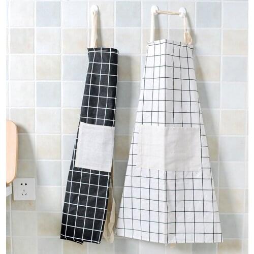 1Pcs Antifouling Kitchen Aprons For Women Linen Household Cleaning Cooking Baking Waist Bib 60X77CM