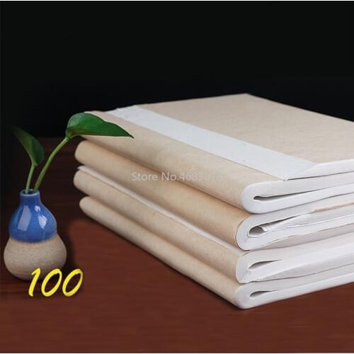 100Pcs/lot Rice Paper Semi-Raw Xuan Paper Calligraphy Painting Creation Chinese Painting Paper Special MediumBrush Writing Paper