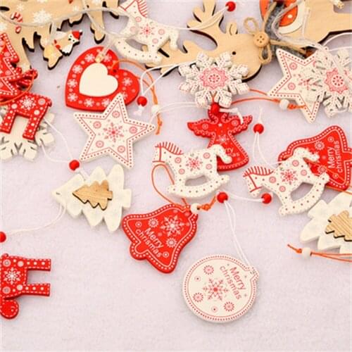 12PCS Christmas Wooden Hanging Ornaments Wood Slices for Christmas Tree Decorations Kids DIY Crafts Party Accessories Gift Tags