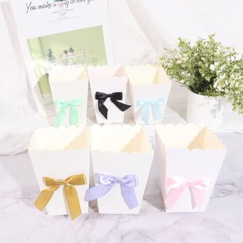 12 Pieces Bow Tie Popcorn Paper Box Candy Box Folding Chicken Popcorn Box Birthday Party Baking Table Supplies