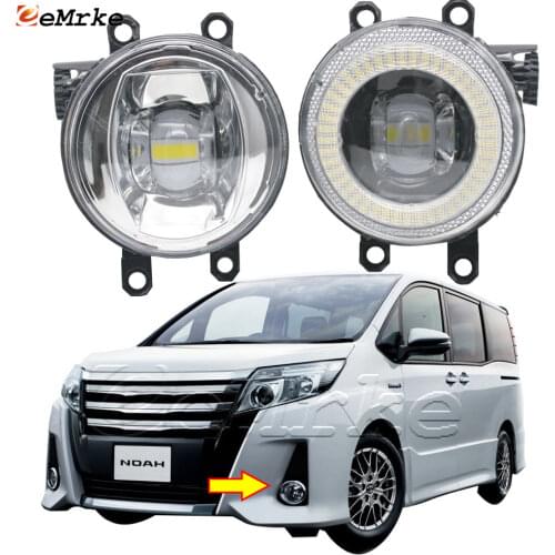 EEMRKE for Toyota Voxy Noah DBA-ZRR75W DBA-ZRR70W DBA-ZRR75G LED Angel Eye Daytime Running Lights DRL + Cut-Line Lens Fog Lights