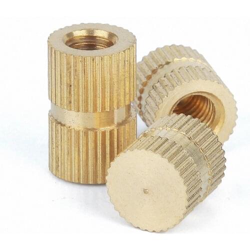 20pcs M3 M4 M5 M6 M8 Solid Brass Copper Injection Molding Knurl Insert Nuts Embedded Nut Fastener Single Pass Blind Hole
