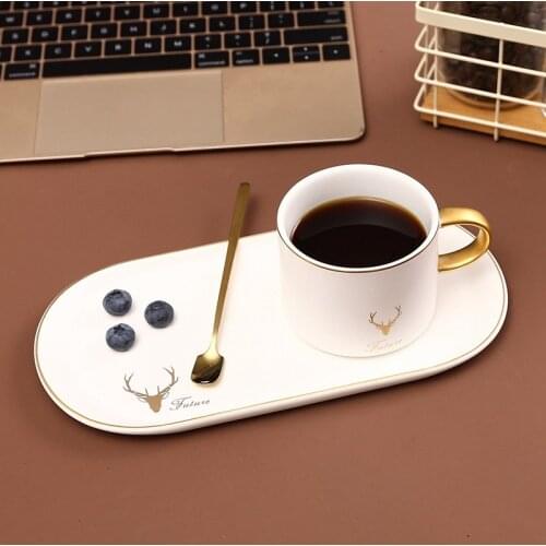 250ml European Style Light Luxury Coffee Cups Creative Ceramic Coffee Cup Household Porcelain Water Tea Mug Breakfast Milk Mugs