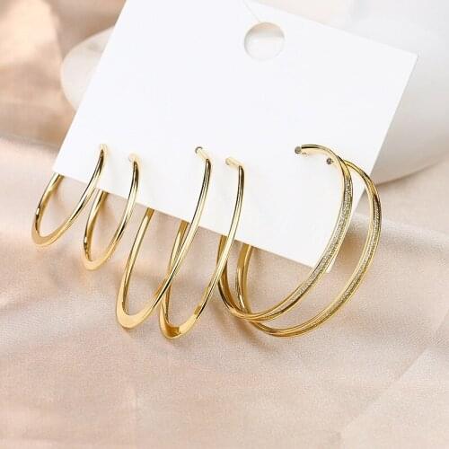 3Pairs/Set Punk Hoop Earrings Set Big Circle Earrings Jewelry for Women Girls Piercing Ear Hoops Punk Earring Ear Ring