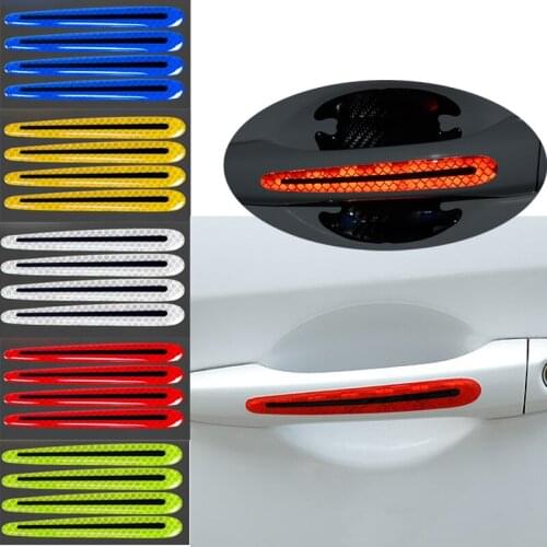 4Pcs/1 Set Car Door Handle Reflective Universal Scratches Protection Sticker Safety Warning Reflective Film Decal Car Styling