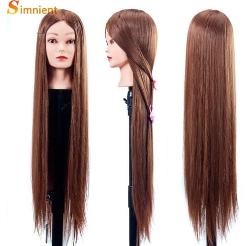 80cm Hair Synthetic Female Mannequin Head Hairstyles Mannequin Hairdressing Styling Training Head Head Dolls For Hairdressers