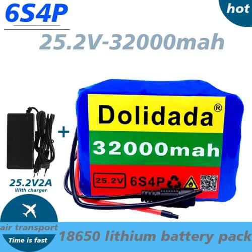 6s4p 24V 32Ah 18650 Battery Lithium Battery 25.2v 32000mAh Electric Bicycle Moped /Electric/Li ion Battery Pack with charger