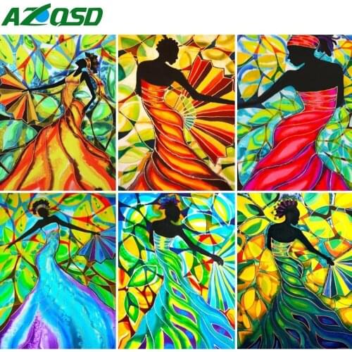 AZQSD Diamond Painting Indian Woman Abstract Mosaic Cross Stitch Handmade Diamond Embroidery Portrait Mosaic Home Decoration