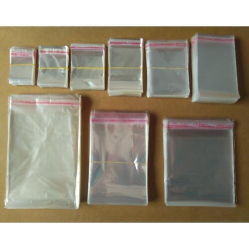 Free Shipping 100pcs/lot Multi sizes option Clear Mini Small plastic bags for jewelry Self Adhesive Seal OPP Storage Package bag