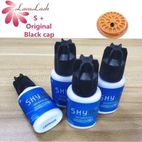 Free Shipping 5 bottles/lot Sky Glue for Eyelash Extensions 1-2 seconds fast dry eyelash glue Adhesive S+ type,5ml Black Cap
