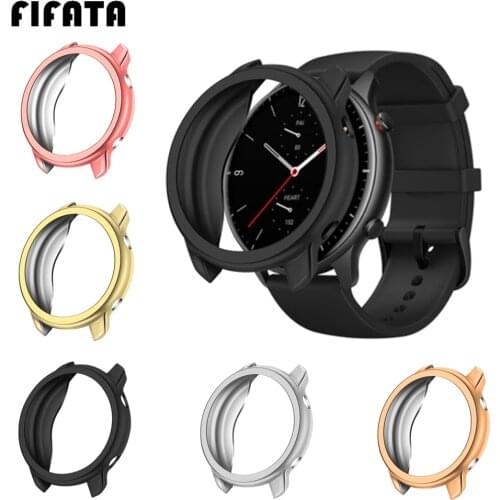 FIFATA Plating Cover For Huami Amazfit GTR 2 GTR 47mm Watch Case Shell Protector Frame For Xiaomi GTR2/GTR 47MM Silicone Bumper