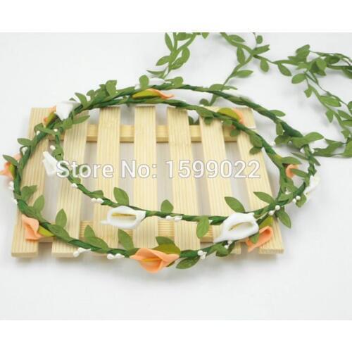 Bohemian Floral Head Garland for Weddings Women Maid of Honor Calla Lily Hair Accessories Hippie Hairband Flower Party Supplies