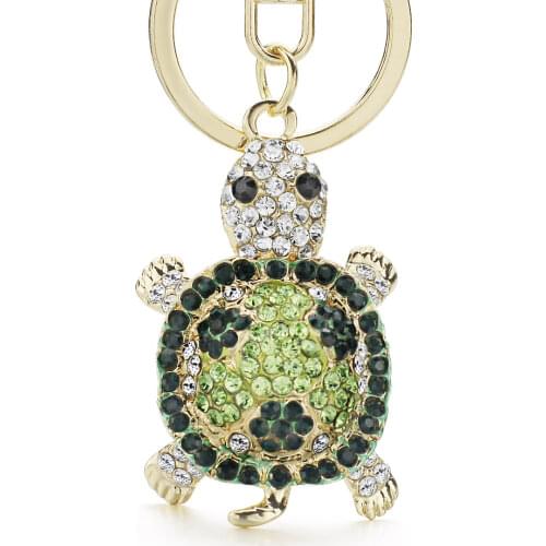 Dormon Novelty Crystal Tortoise Keyrings Keychains For Car Purse Bag Pendant Fashion Key Chains Holder DK233