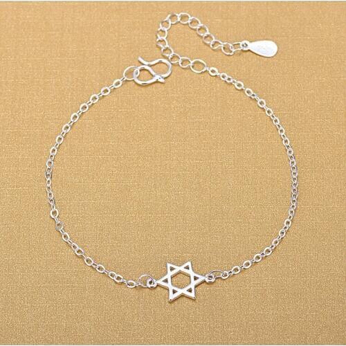 European and American Fashion Boutique 925 Sterling Silver Six-Pointed Star Bracelet Goddess Symbol Student Sweet Gift