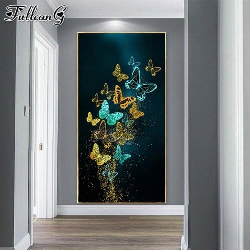 FULLCANG Crystal color butterfly mosaic 5d diy diamond painting cross stitch full square round rhinestone embroidery kits FG0112