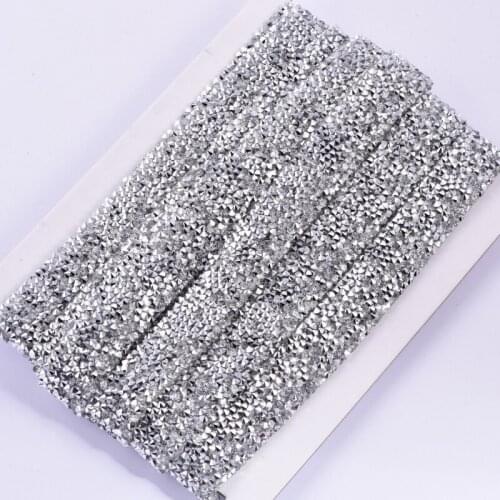 Iron On Rhinestone Tape Trim Patches стразы AB Applicator Ribbon 1yard/lot width 1cm Belt Rhinestones Trimming For Dress B3991