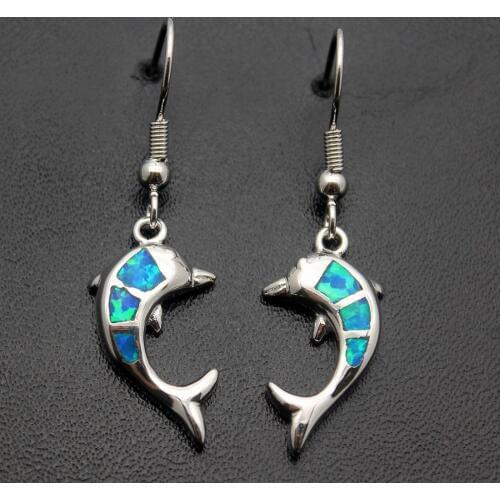 Hermosa Jewelry Earrings Lovely Dolphins Shape Fire Australian Opal Drop Earring Womens Fashion Gift