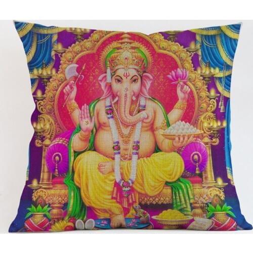 Hinduism Mythical Charcters Ganesha God Hanuman Goddess Durga Pattern Pillow Case Religious Belief Sofa Decorative Cushion Cover