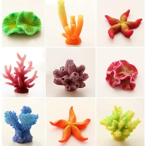 Fashion Colorful Artificial Plastic Aquarium Decoration Micro Miniature Landscape Simulation Coral Flowers Underwater Ornament