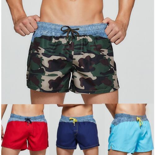 Men Beach Shorts Summer Swimming Trunks Male Swimwear Quick Dry Breathable Loose Print Elastic Casual Short