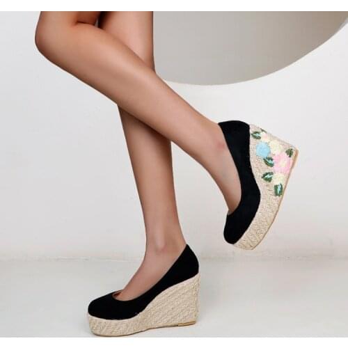 2021 New Flower Wedge with Waterproof Platform Size Size Single Shoe Female Heels K02-6
