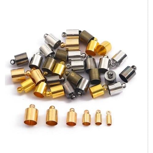 50pcs/lot Tassel Leather Cord End Crimp Caps Beads 3 4 5 6 7 8 9 10 mm End Tip Cap For DIY Necklace Jewelry Making Findings