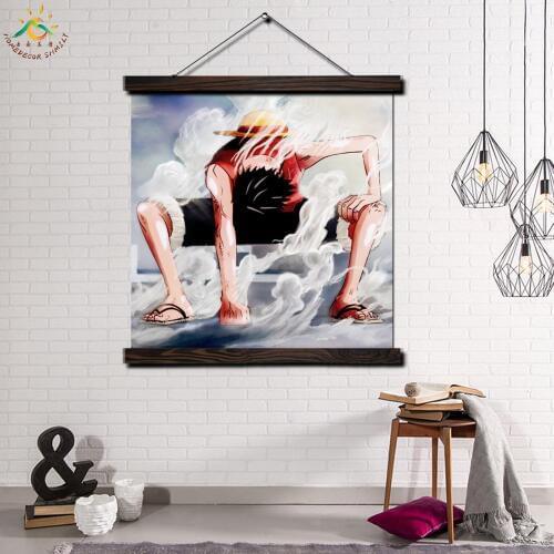 Positive Anime One Piece Scroll Painting Modern Canvas Art Prints Poster Wall Painting Artwork Wall Art Pictures Home Decor