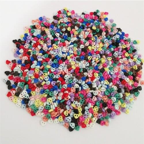 250pcs 4mm Mixed Colors Heart 2 Holes Tiny Doll Clothing Buttons DIY Handmade Sewing Flatback Button Scrapbooking