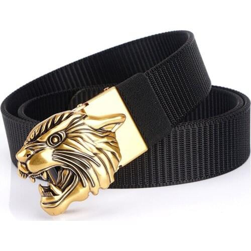 Belt mens new belt canvas nylon belt belt toothless buckle non-hole automatic buckle tide young people belt leisure