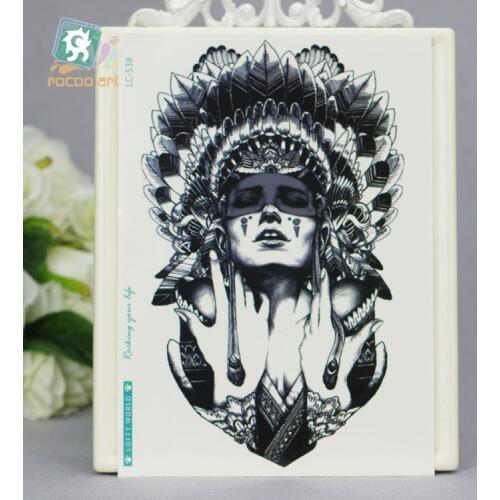 Rocooart 21*15cm Large Big Tatoo Waterproof Mens Sticker Bronze Buddha Head Drawing Cool Temporary Tattoo Stickers