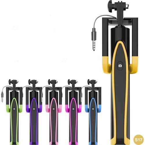 S17 Mini Wired Handheld Selfie Stick For Iphone6 6s Plus Android Portable Extendable Monopod for Samsung Xiaomi Smartphones