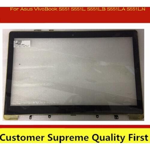 Free shipping 15.6" Laptop Touch Digitizer Screen Sensor For ASUS S551 S551LB S551L Touchscreen with Frame Replacement Parts