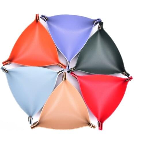 13 Colors PU Leather Folding Triangle Dice Tray Portable Box For Board Games Dice Storage