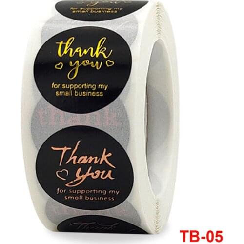 Thank you for rolling, ironing, color gold sticker, thank you for self-adhesive label, gift decoration, black sticker label