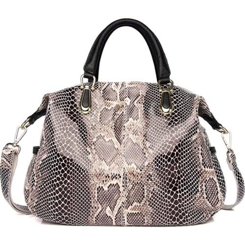 Luxury Genuine Leather Lady Handbag Commute Serpentine Pattern Women Totes Bag Leather Shoulder Bag Large Capacity Crossbody Bag