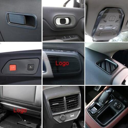 Tonlinker Interior Moulding Parts Panel Cover Sticker For Citroen C5 Aircross 2017-21 Car Styling 1/4PCS Metal Black Brush Style