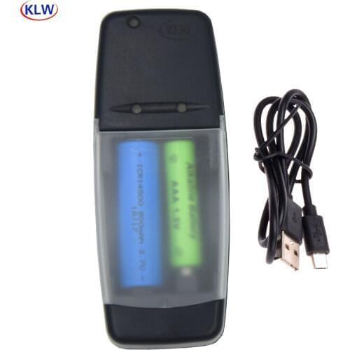 2 slots Smart USB Battery Charger for Rechargeable AA AAA AAAA 1.5V Alkaline 14500 10440 10340 3.7V Li-ion battery charger