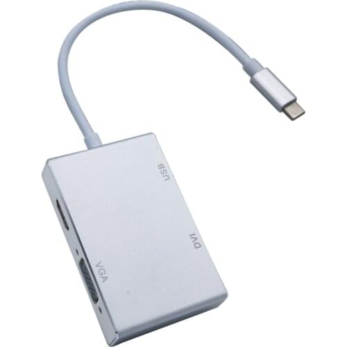 USB 3.1 Type C to HDMI VGA DVI USB 2.0 Output 4 In 1 USBC Extend Hub 4K 1080P 3D Video Converter for Macbook Chromebook
