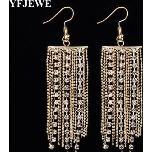 YFJEWE Fashion Elegant All-match Ear Hook Crystal Tassel Earrings For Women Full Rhinestone Claw Earrings Wholesale Jewelry E231