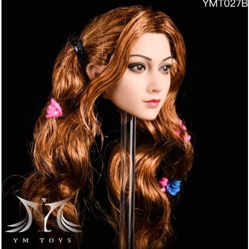 Ymt027 1/6 Scale Sexy Fashion Hair Transplant Female Head Sculpture F 12'' Ph/tbl Plastic Coated Female Body Action Figure Head