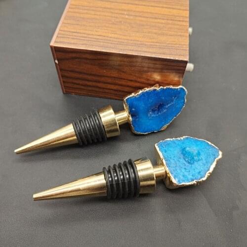 1pcs Natural crystal agate wine bottle plug Reusable Vacuum Sealed Champagne Stopper home decoration