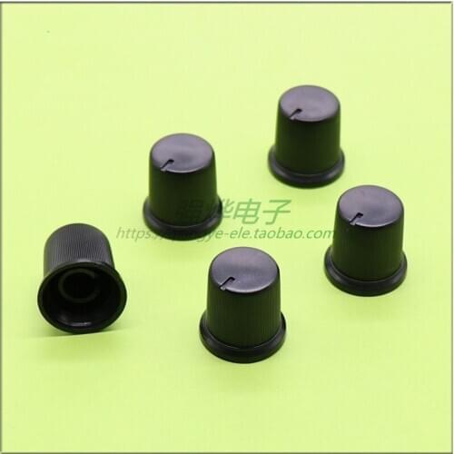 10 pieces 16*17MM black plastic potentiometer knob volume adjustment knob anti-slip pattern flower shaft inner hole 6MM