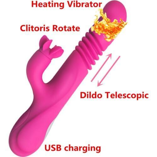 10 Speed Heatable Stretchable Dildo Vibrators USB Rechargeable Clit Rotate Stroke Sex machine G-spot vibrator for women Lesbian
