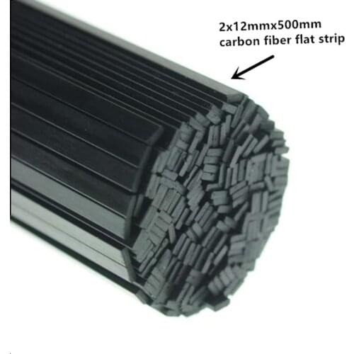 2pcs/ lot carbon fiber material flat 2x12mmx500mm carbon fiber rod flat carbon fiber tube